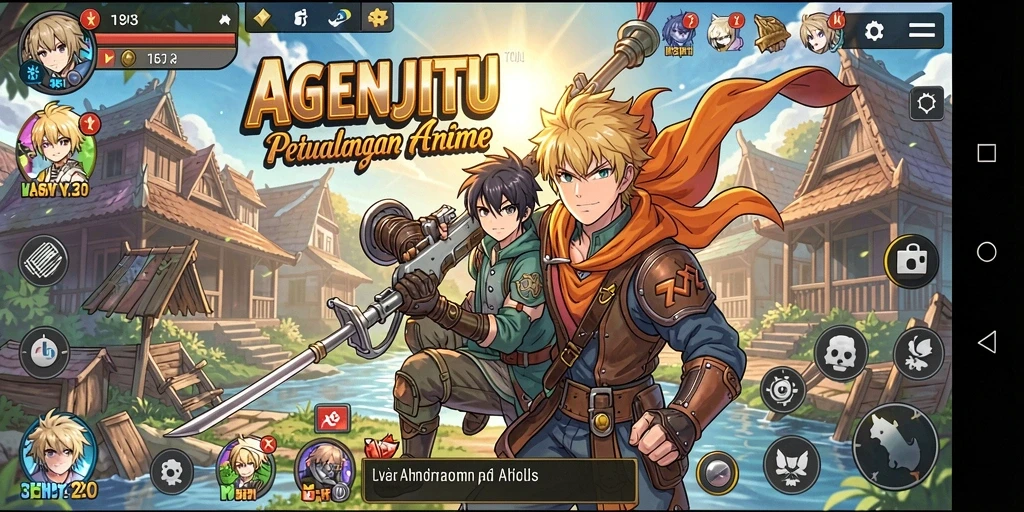 Tampilan gameplay menarik AGENJITU dalam dunia Anime yang penuh warna.