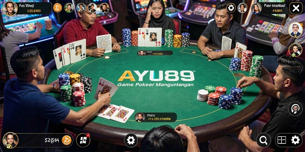Tampilan menarik dari gameplay Poker di AYU89.