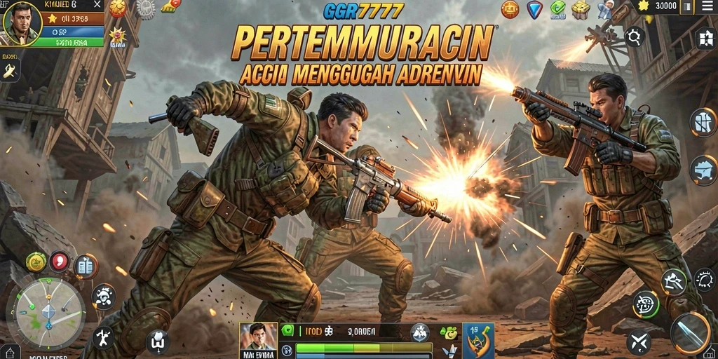 Screenshot utama menampilkan aksi pertempuran GGR7777 yang mendebarkan.