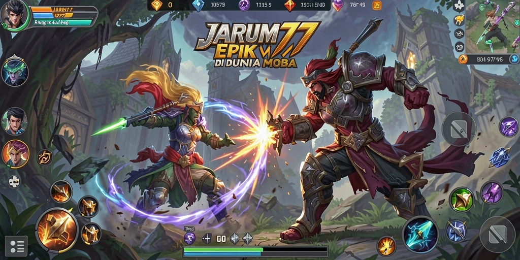 Screenshot menunjukkan momen pertarungan epik di JARUM77.