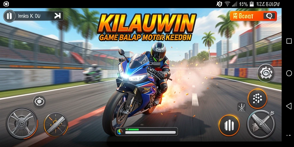 Tampilan gameplay KILAUWIN saat balapan motor cepat dan seru.