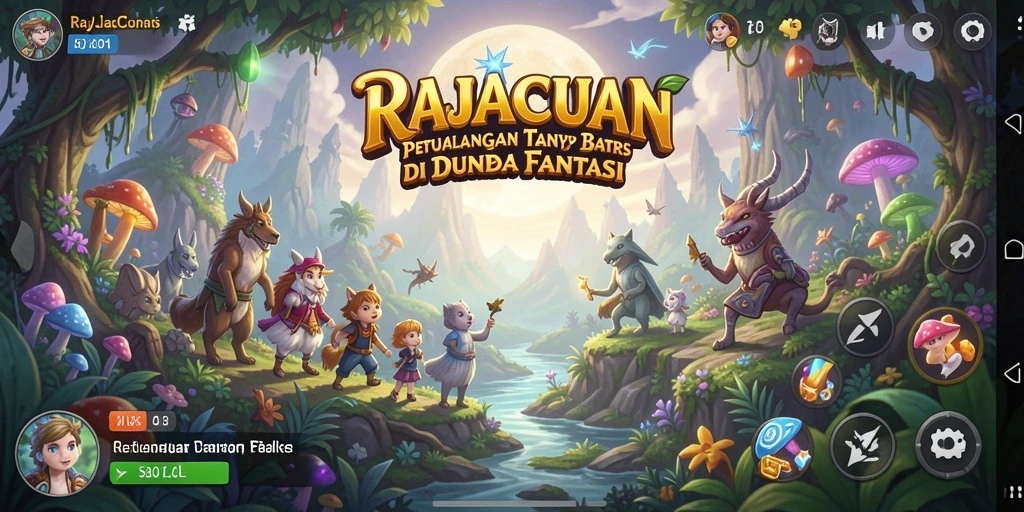 Tampilan gameplay menarik di dunia fantasi RAJACUAN.