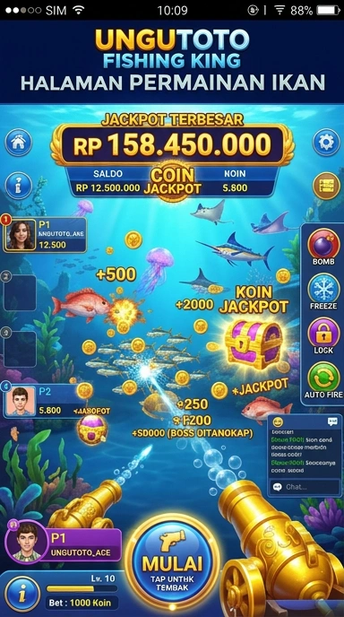 Tampilan antarmuka awal aplikasi ungutoto.
